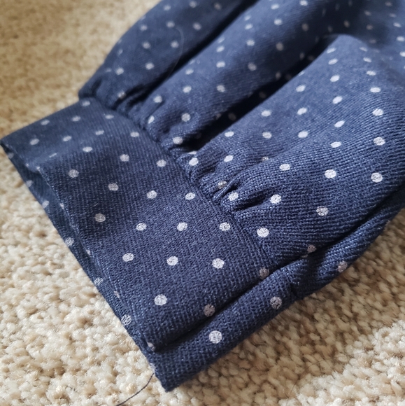 LIKE NEW NAVY POLKA DOT BUTTON DOWN COLLARED BLOUSE - Picture 3 of 4